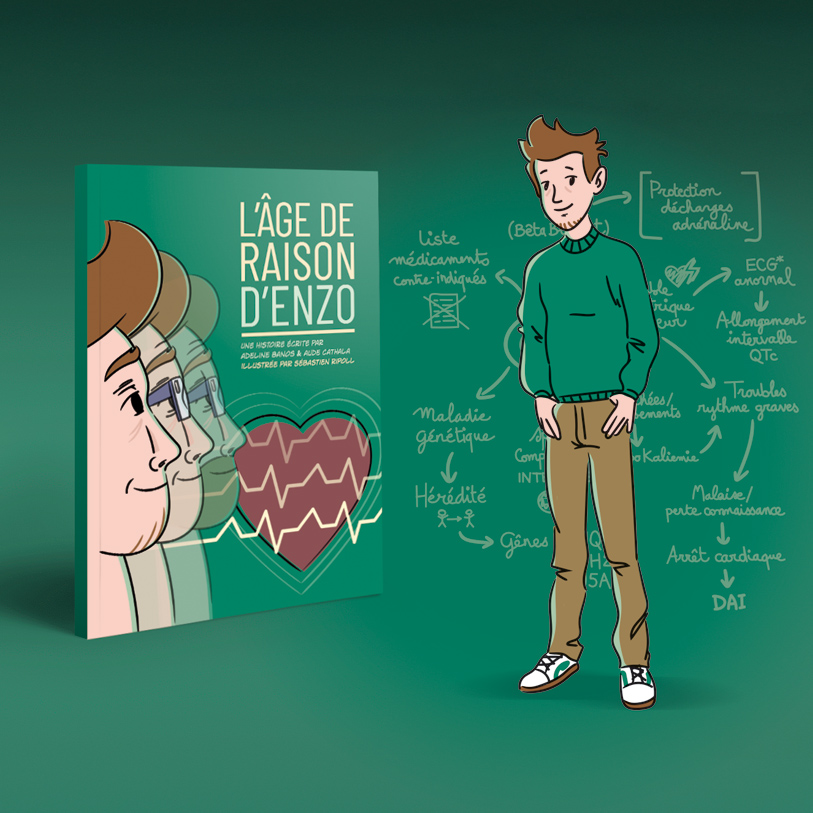 Bande dessinée "L'âge de raison d'Enzo", syndrome du QT Long, CHU Haut Lévêque, CMARY, cardiologie, Sébastien Ripoll, graphiste, illustrateur, Bordeaux