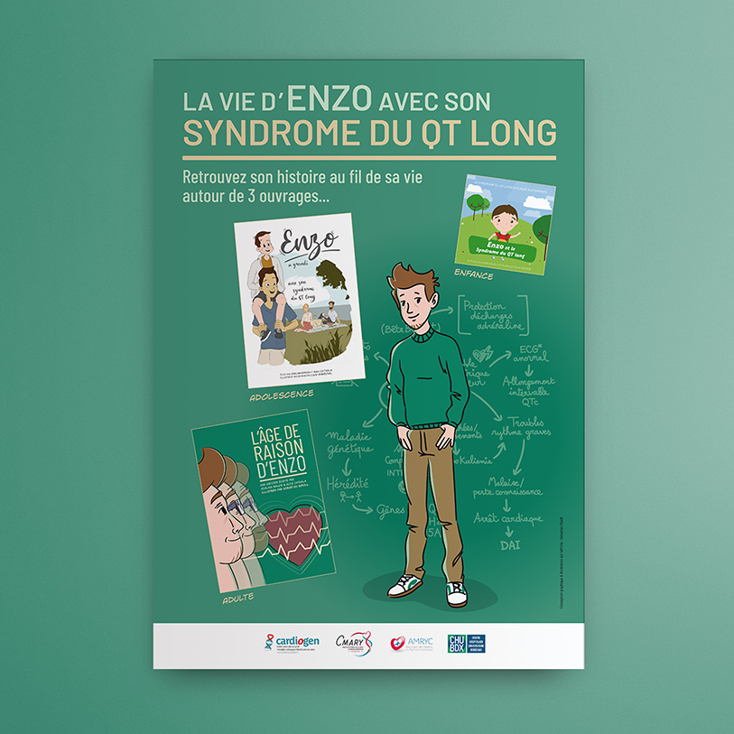 Bande dessinée "L'âge de raison d'Enzo", syndrome du QT Long, CHU Haut Lévêque, CMARY, cardiologie, Sébastien Ripoll, graphiste, illustrateur, Bordeaux