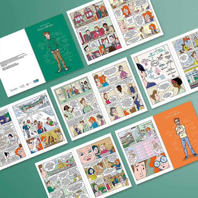 Bande dessinée "L'âge de raison d'Enzo", syndrome du QT Long, CHU Haut Lévêque, CMARY, cardiologie, Sébastien Ripoll, graphiste, illustrateur, Bordeaux
