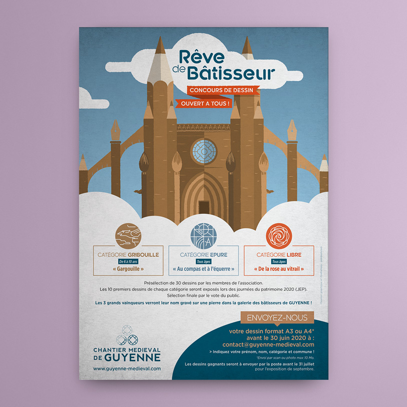 chantier medieval de guyenne - illustration visuel flyer concours dessin