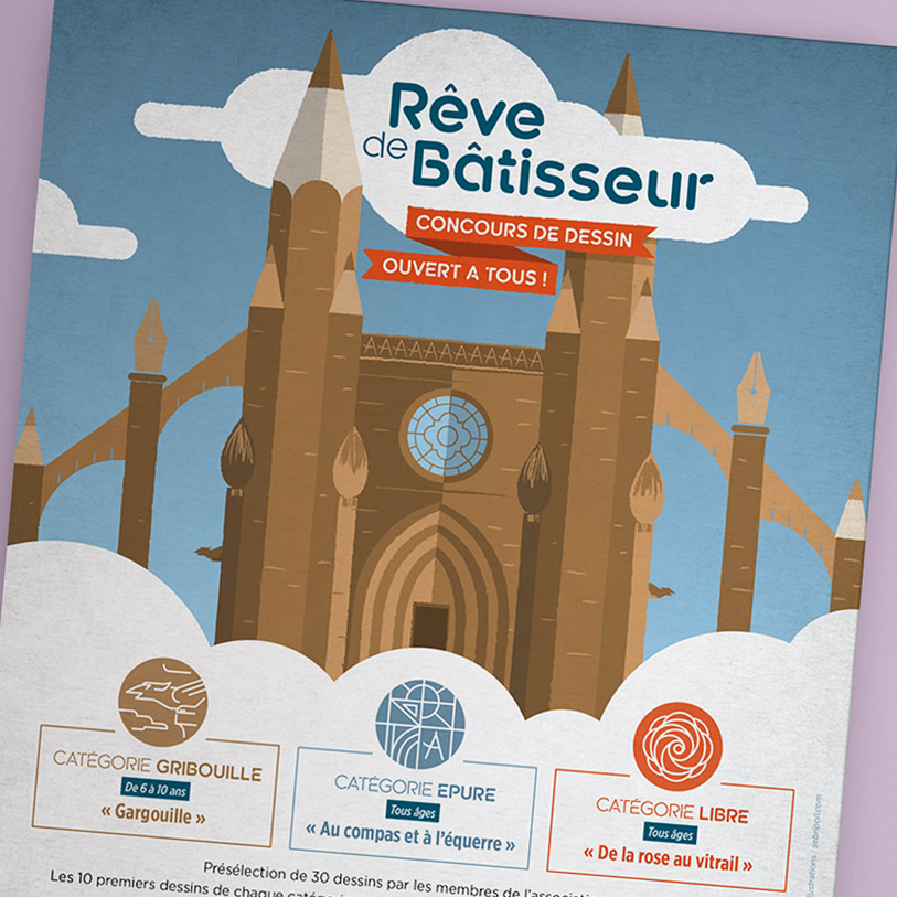 chantier medieval de guyenne - illustration detail flyer concours dessin